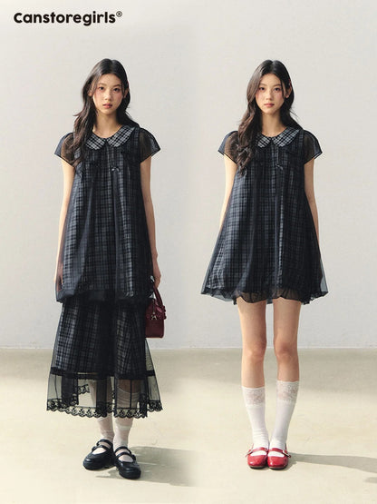 "Soft Check Reverie" Plaid Top, Skirt & Shorts Set LL2026014
