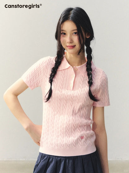 "Colorblock Bear Diary" Knit Polo Tee LL2026020