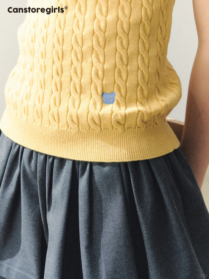 "Colorblock Bear Diary" Knit Polo Tee LL2026020