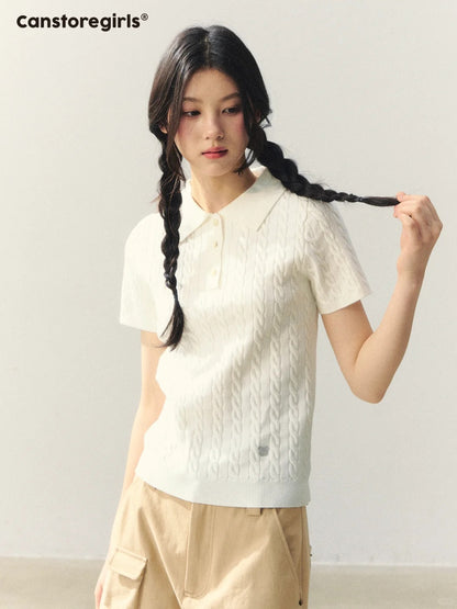 "Colorblock Bear Diary" Knit Polo Tee LL2026020