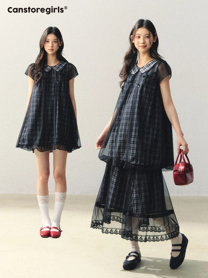 "Soft Check Reverie" Plaid Top, Skirt & Shorts Set LL2026014