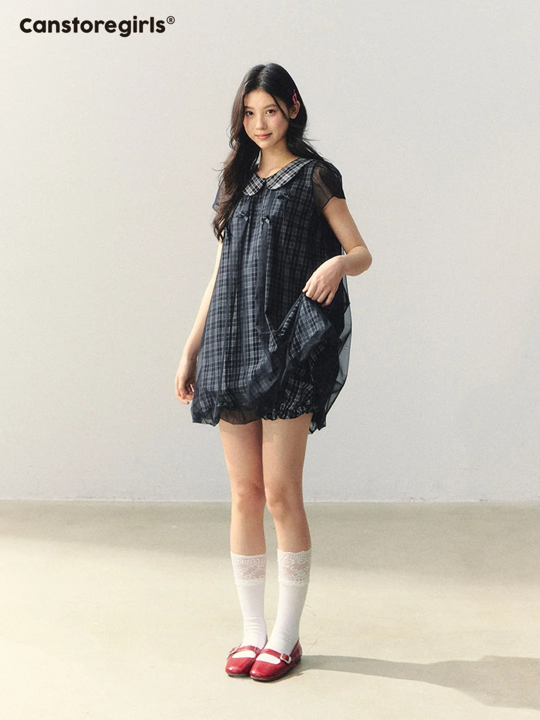 "Soft Check Reverie" Plaid Top, Skirt & Shorts Set LL2026014