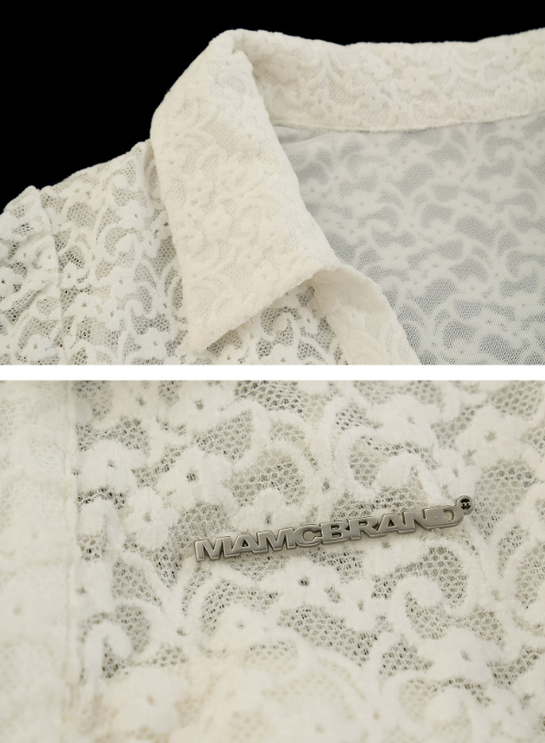 White Lace Bow Puff Sleeve Layered Polo Top