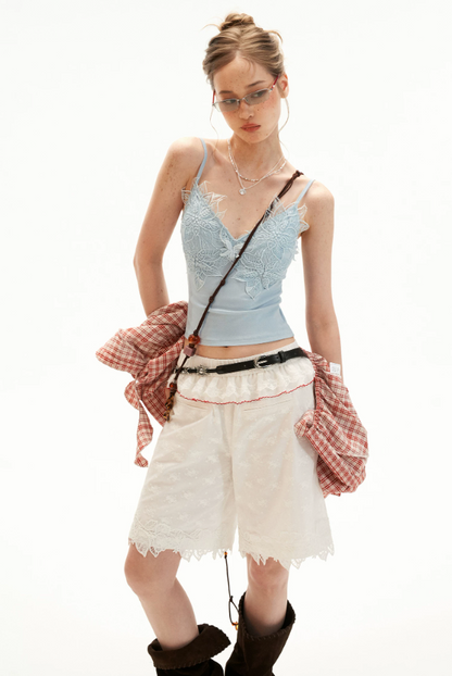 Lace Trim Padded Slim-Fit Cami Top