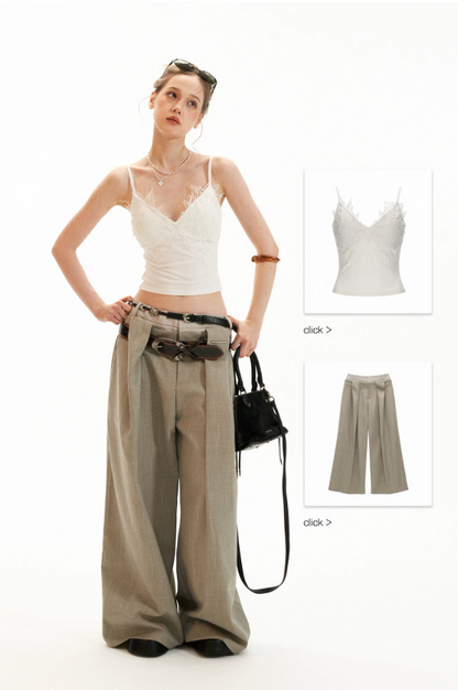 Lace Trim Padded Slim-Fit Cami Top