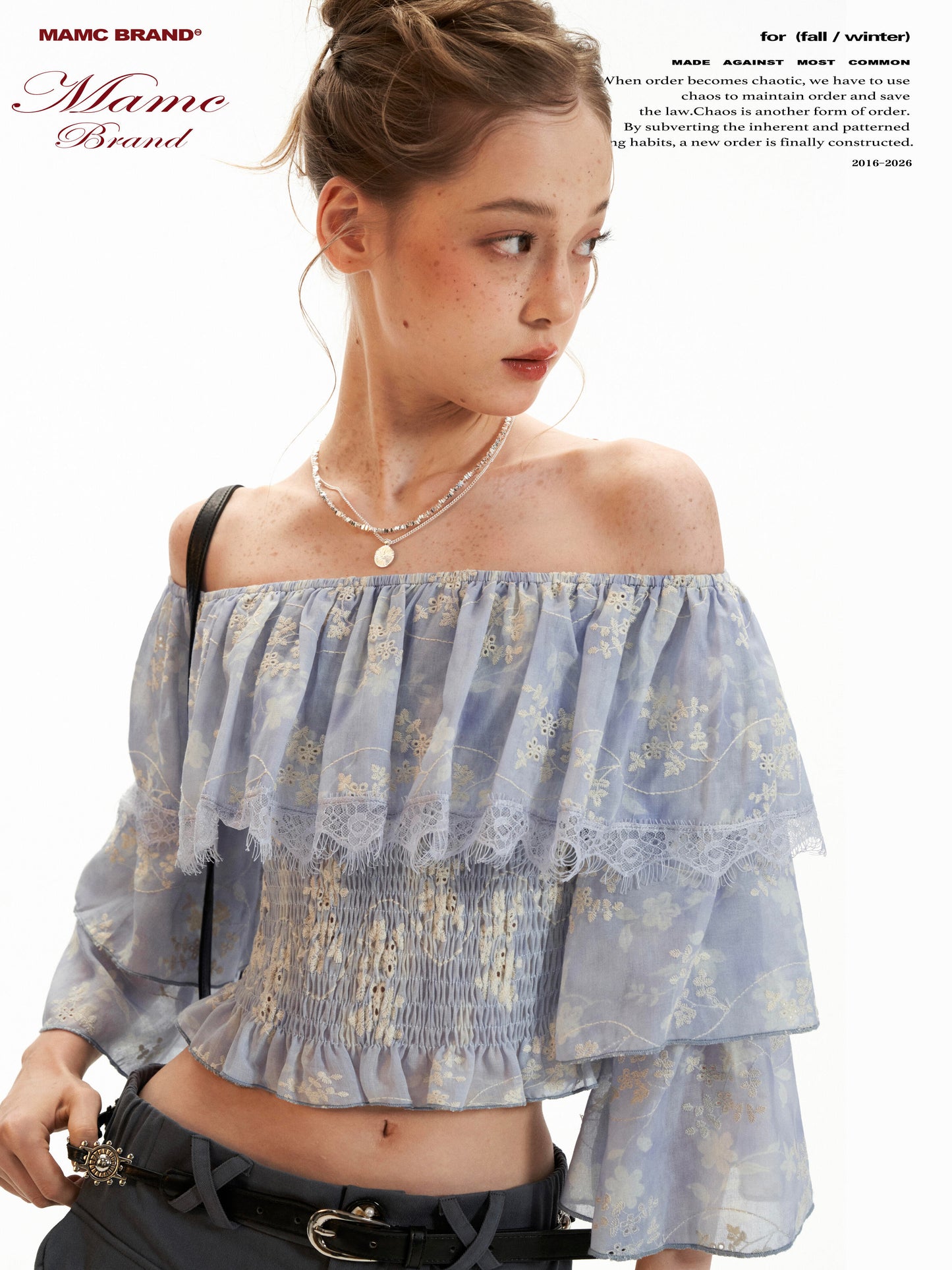 Lavender Floral Off-Shoulder Ruffle Crop Top