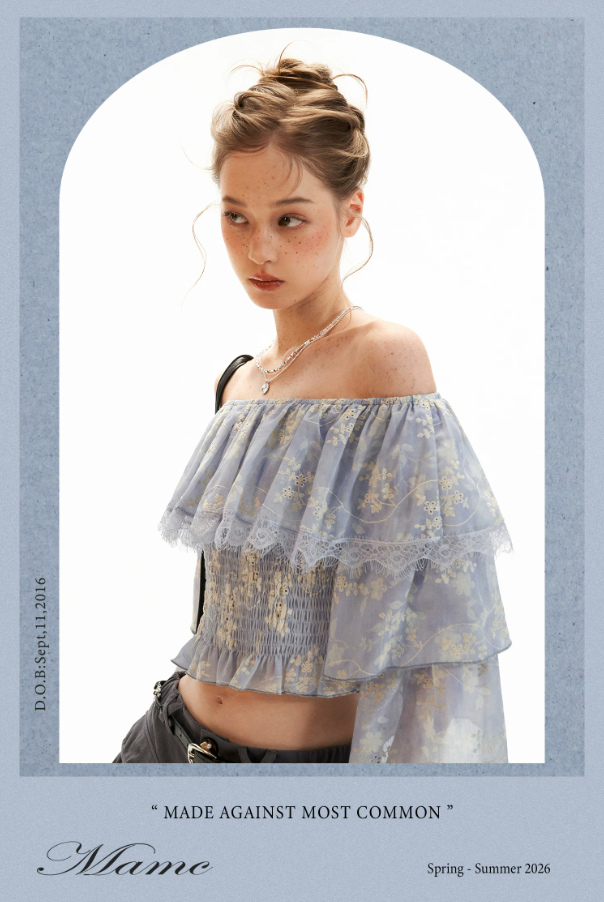 Lavender Floral Off-Shoulder Ruffle Crop Top