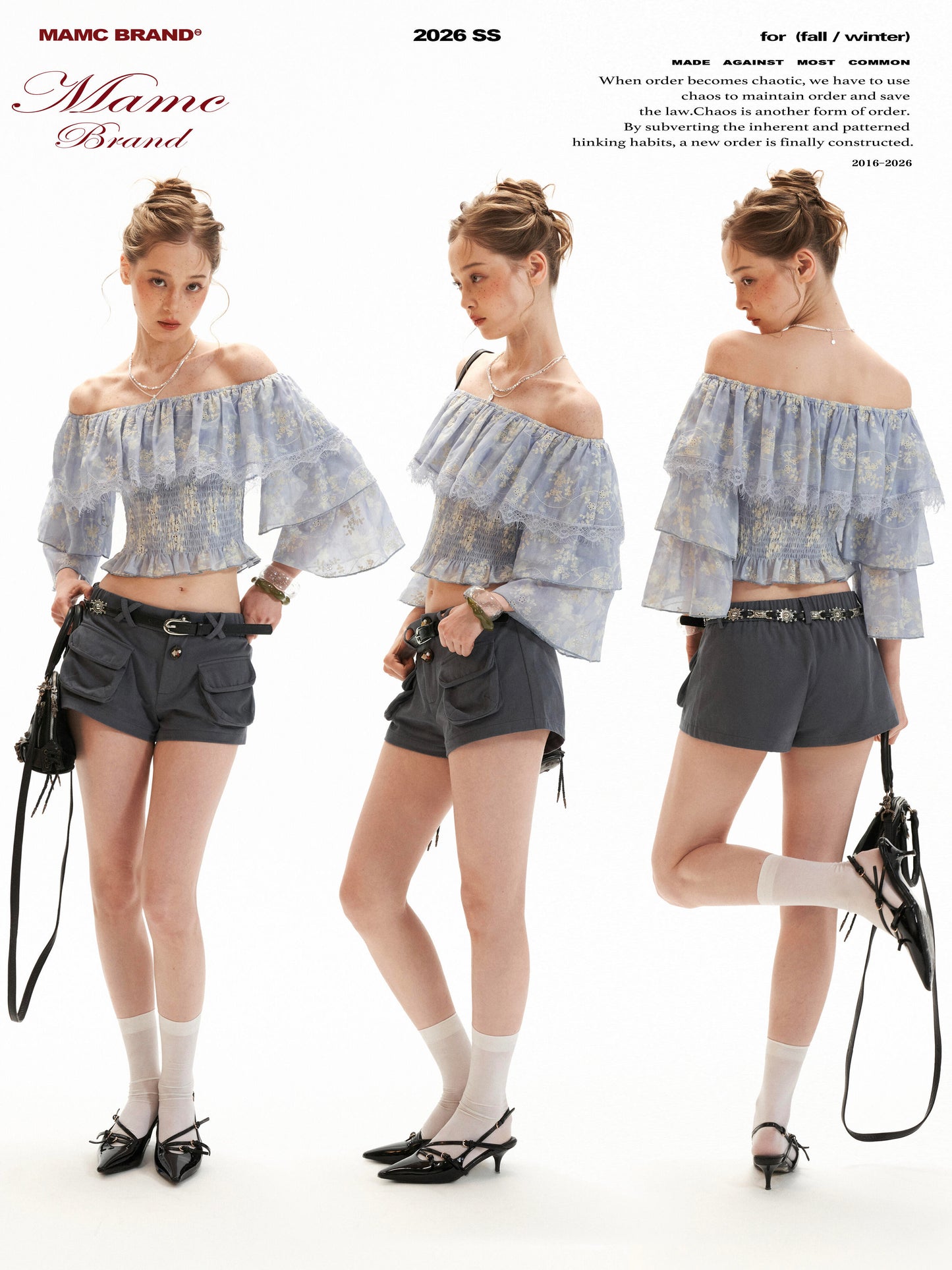 Lavender Floral Off-Shoulder Ruffle Crop Top