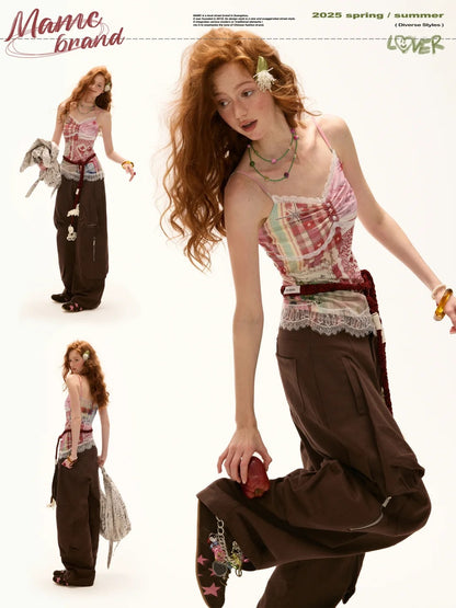 MAMC - Patchwork Sheer Lace Cami Top