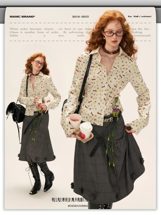 MAMC - Full Dog Print Long-Sleeve Shirt WE806