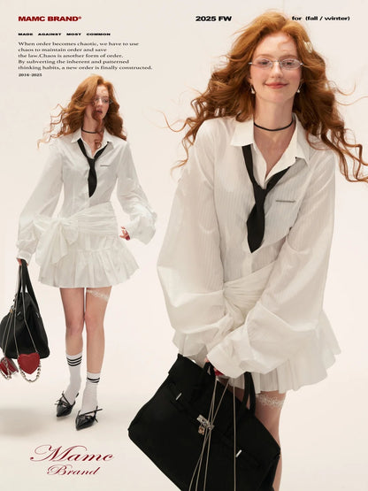 The Designer-Tie White Shirt Dress WE853