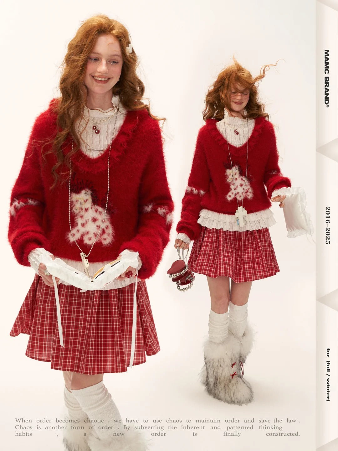 MAMC - Red Heart Pony Doll Collar Sweater WE766