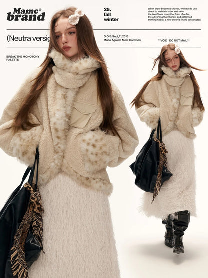 MAMC - Beige Faux Shearling Batwing Jacket WE879