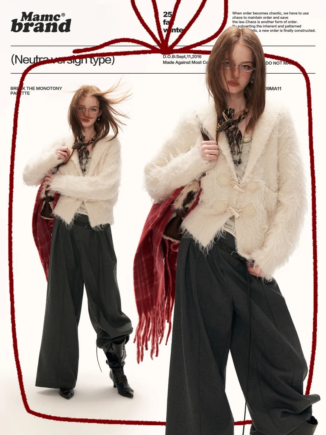 MAMC - Oversized White Loop-Knit Collared Cardigan WE902