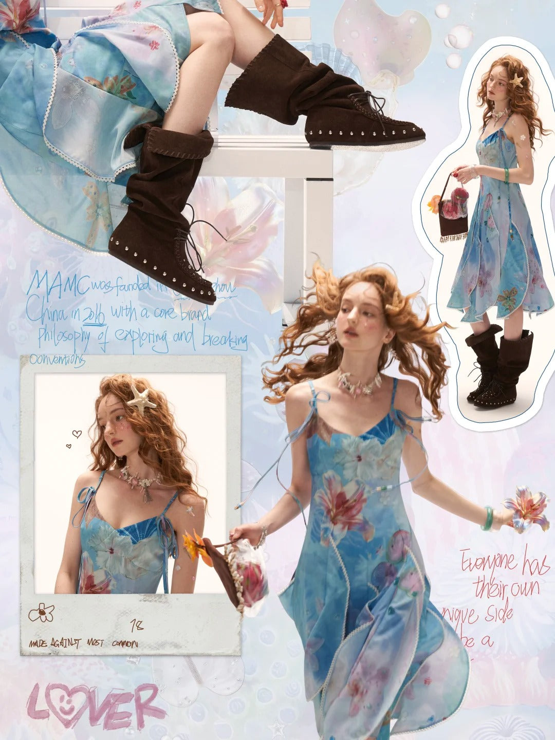 "Ocean Bloom Mood" Layered Dress WE911