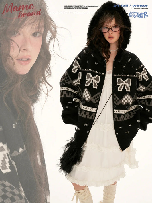 MAMC - "Black Urban Bow" Cardigan