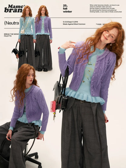 MAMC - Ruffled Collar Knit Cardigan (Lavender Purple)