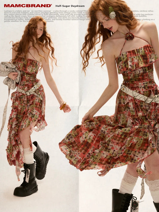 MAMC - Asymmetrical Strapless Vacation Dress – Elegant Summer Statement Maxi