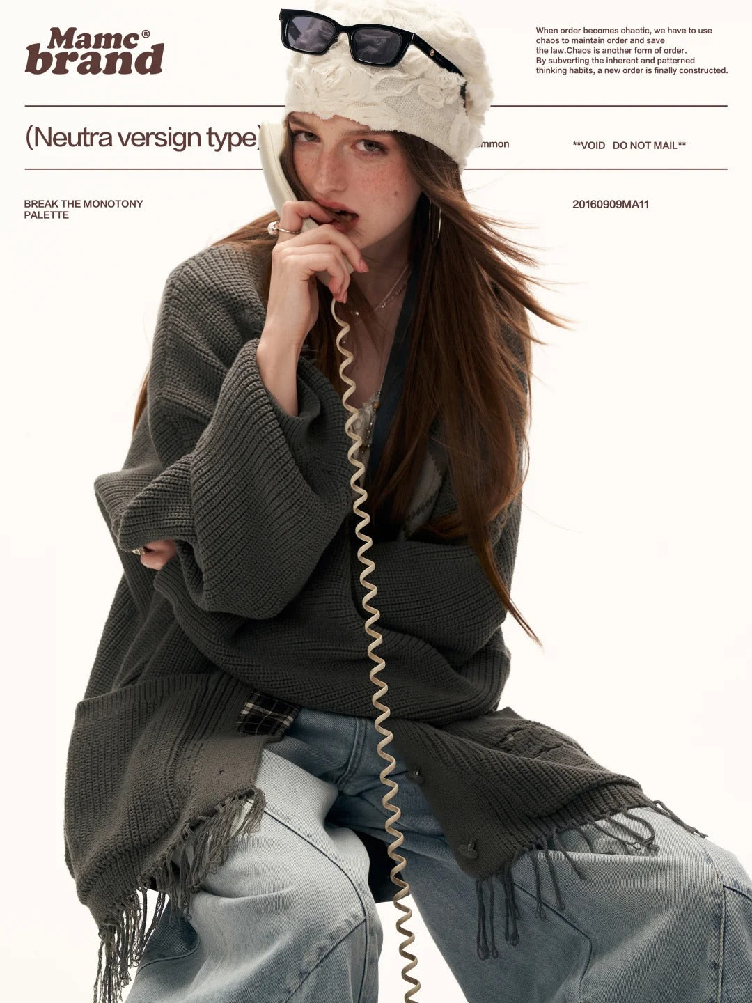 MAMC - Fringe-Appliqué Loose Knit Cardigan – Gray WE811