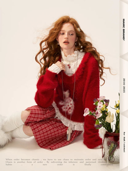 MAMC - Red Heart Pony Doll Collar Sweater WE766