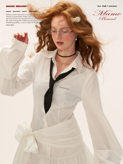 The Designer-Tie White Shirt Dress WE853