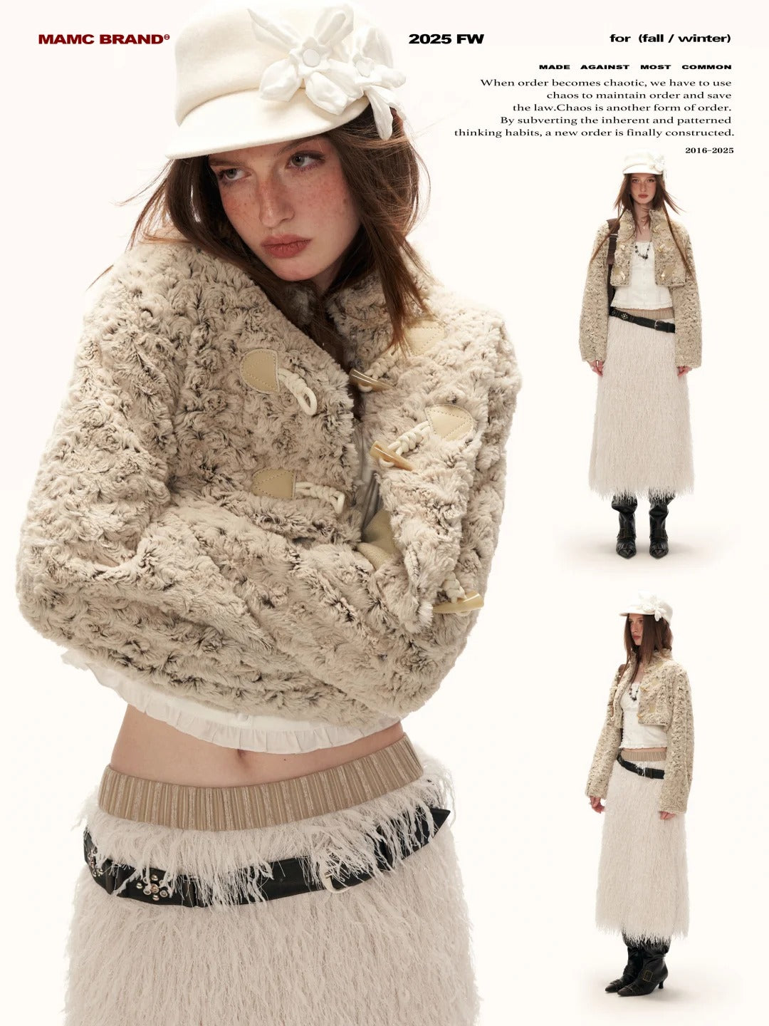 MAMC - Petal-Detail Almond Short Tweed-Style Jacket WE885