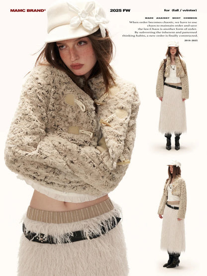 MAMC - Petal-Detail Almond Short Tweed-Style Jacket WE885
