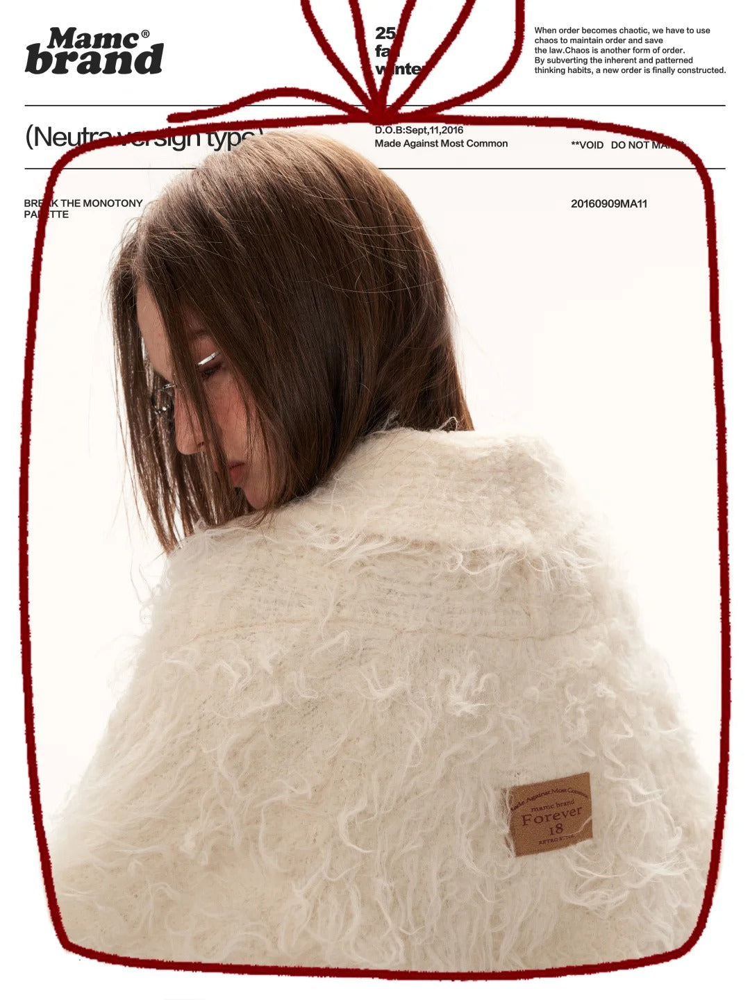MAMC - Oversized White Loop-Knit Collared Cardigan WE902