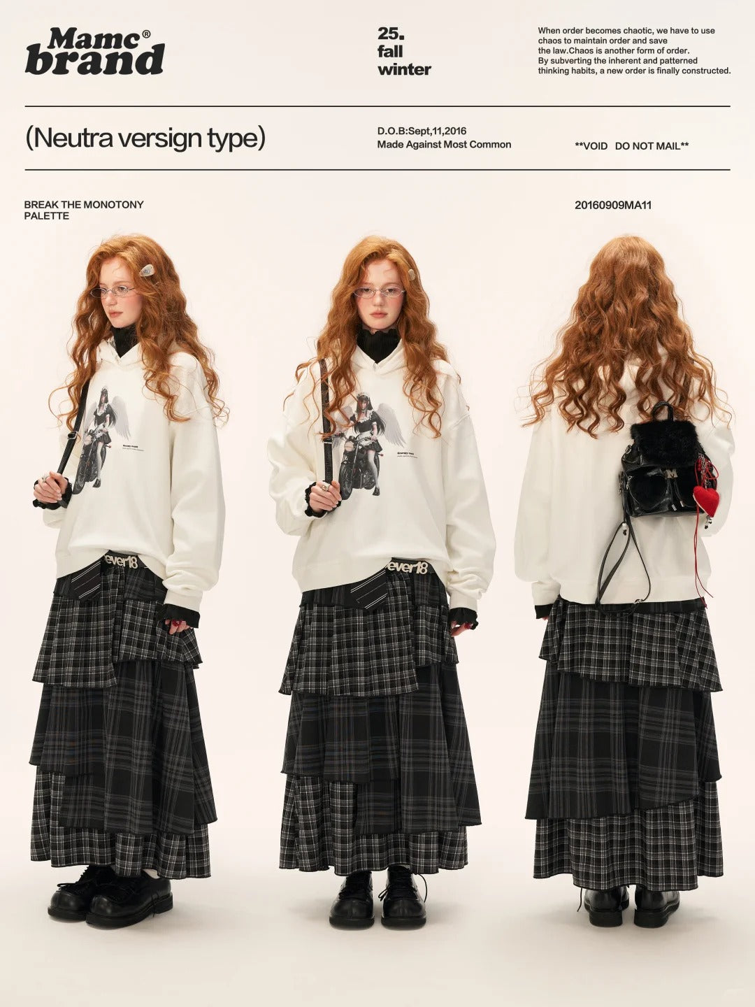 MAMC - White Oversized Hoodie – Playful Maid Streetwear Pullover WE829