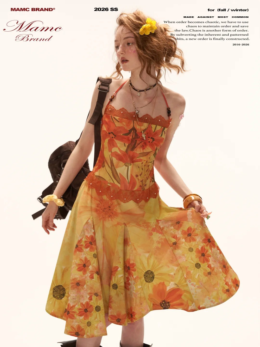 "Sunset Bloom Mood" Halter Floral Midi Dress WE933