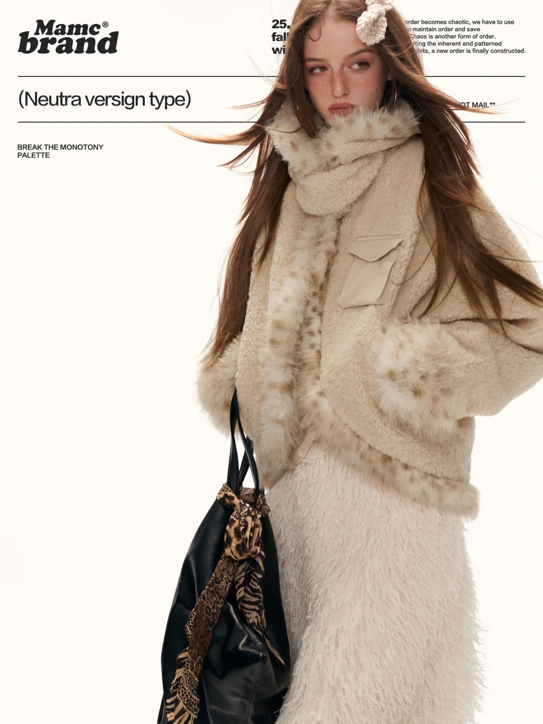 MAMC - Beige Faux Shearling Batwing Jacket WE879