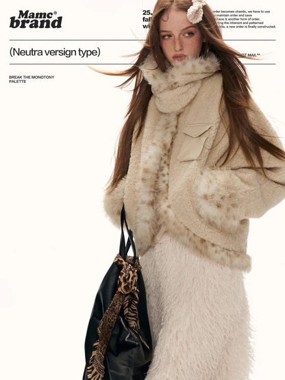 MAMC - Beige Faux Shearling Batwing Jacket WE879