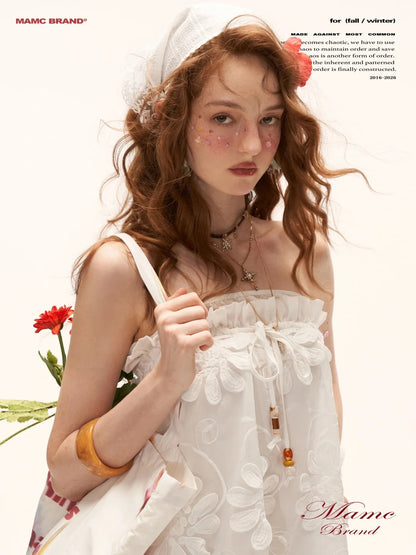 "Pure Bloom Mood" 3D Floral Strapless Mini Dress WE944