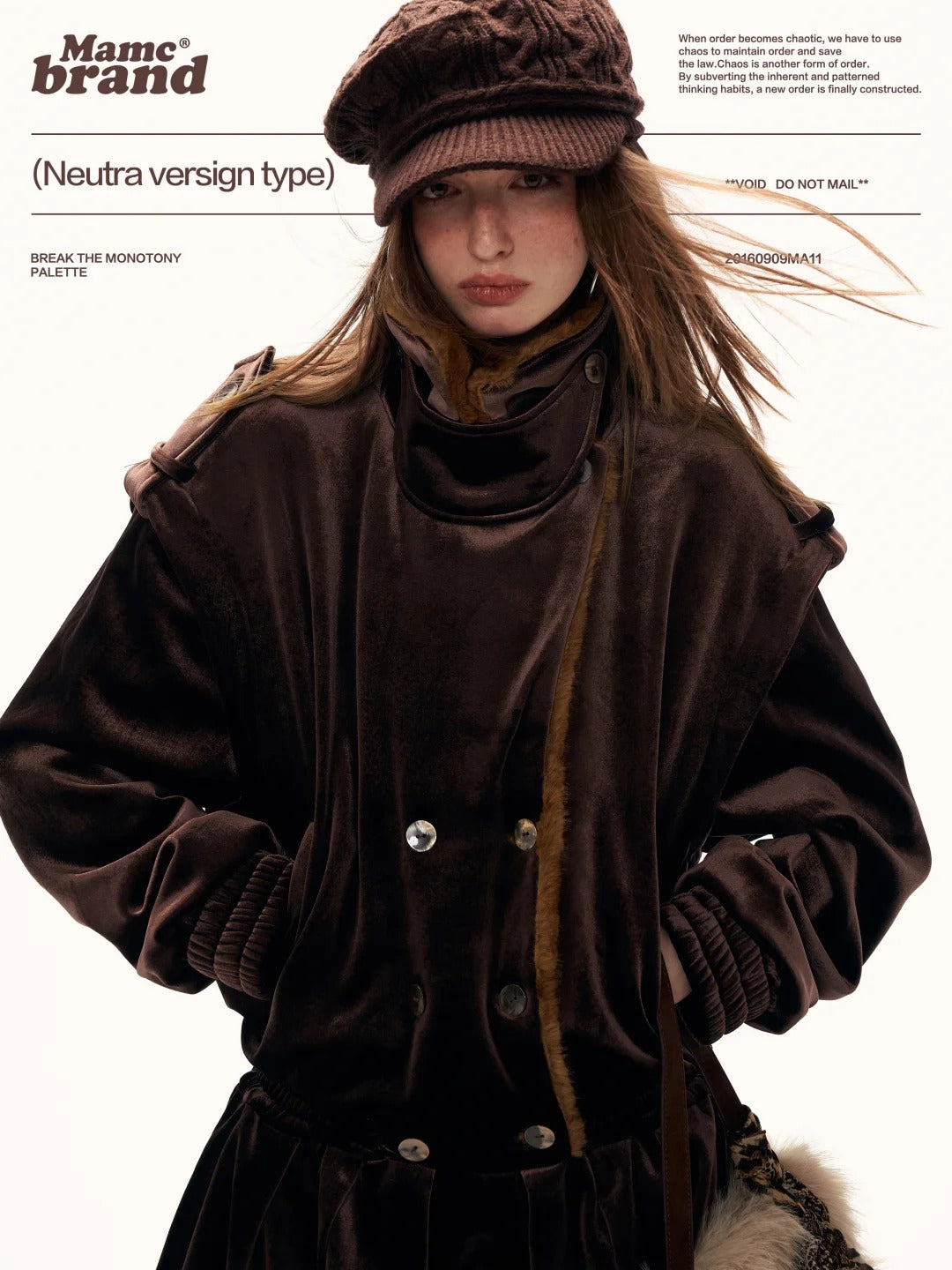 MAMC - Brown Bubble-Hem Faux Fur Panel Dress WE886