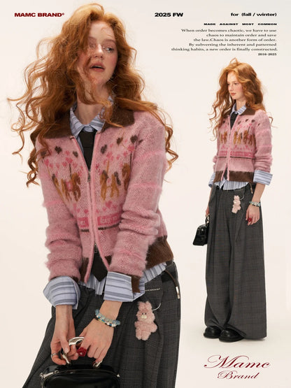 MAMC - Pink Carousel Pony Zip-Up Cardigan WE843