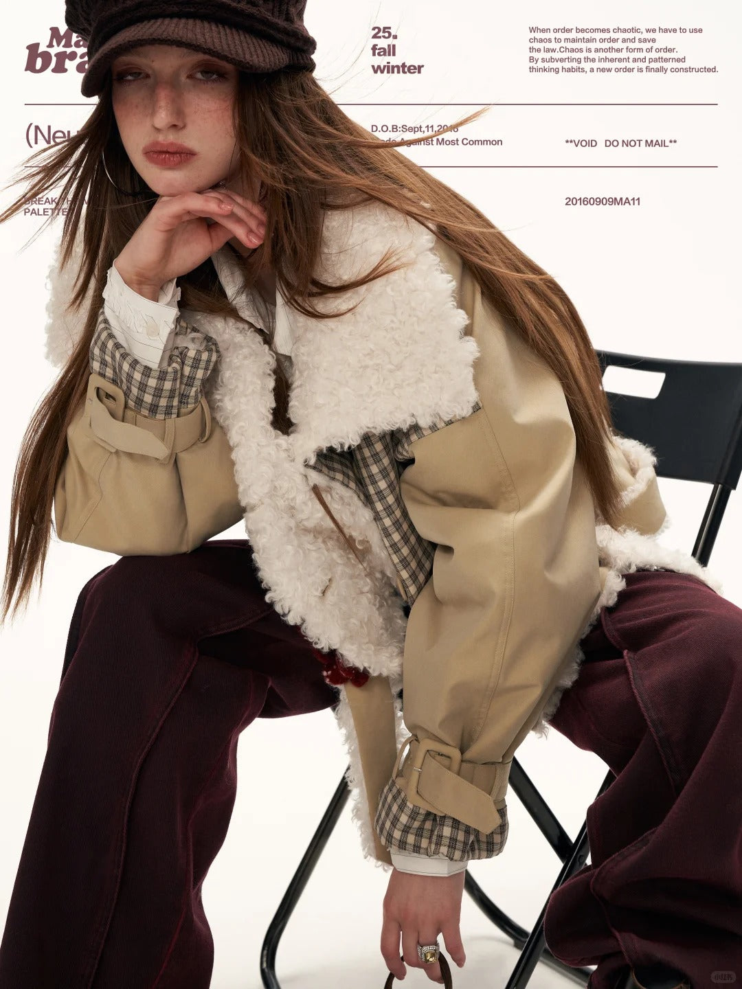 MAMC - Cozy Khaki Plaid-Patch Collar Jacket WE860