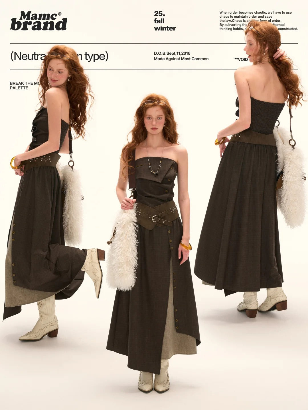 MAMC - Dark Academia Layered Strapless Midi Dress