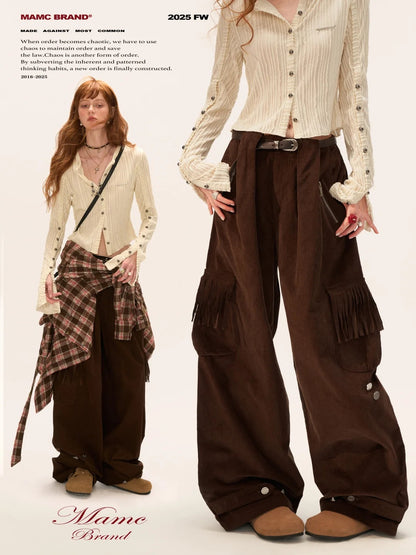 MAMC - Fringe Corduroy Cargo Pants (Coffee Brown)