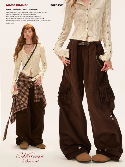 MAMC - Fringe Corduroy Cargo Pants (Coffee Brown)