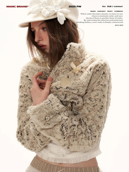 MAMC - Petal-Detail Almond Short Tweed-Style Jacket WE885