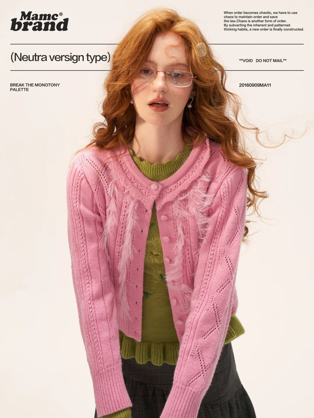 MAMC - Ruffled Collar Knit Cardigan (Soft Pink)