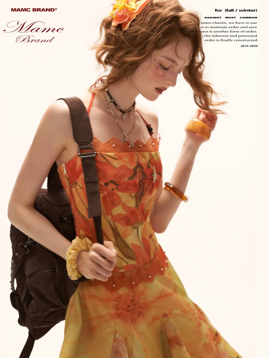 "Sunset Bloom Mood" Halter Floral Midi Dress WE933