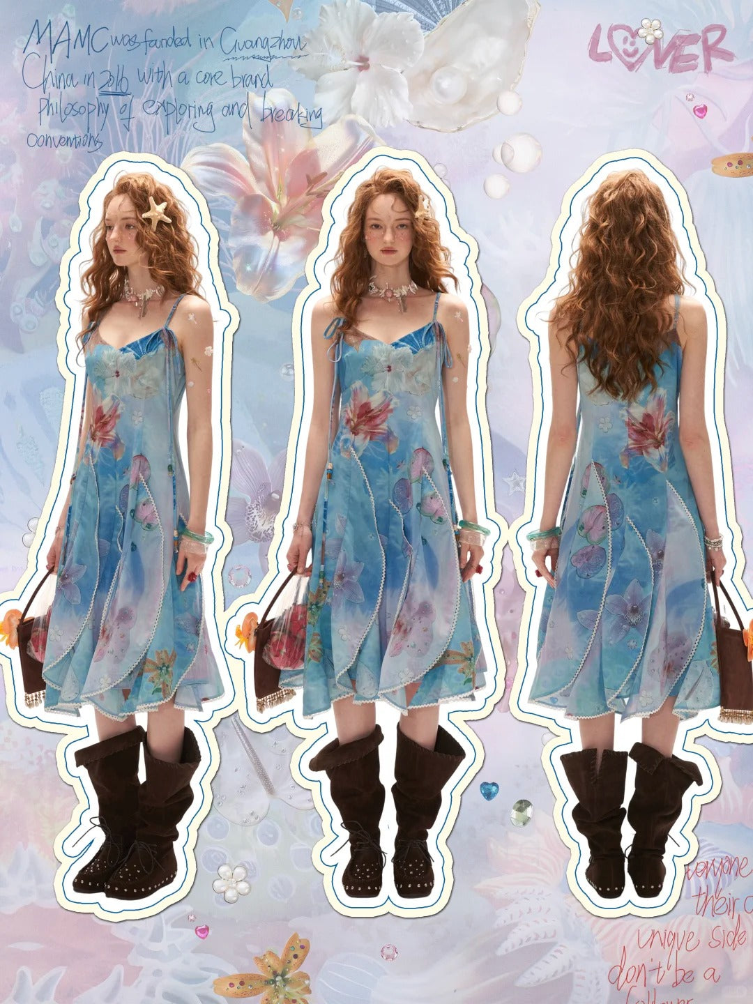 "Ocean Bloom Mood" Layered Dress WE911