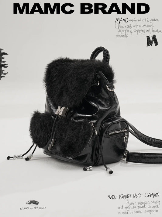 MAMC - Black Convertible PU Leather Backpack