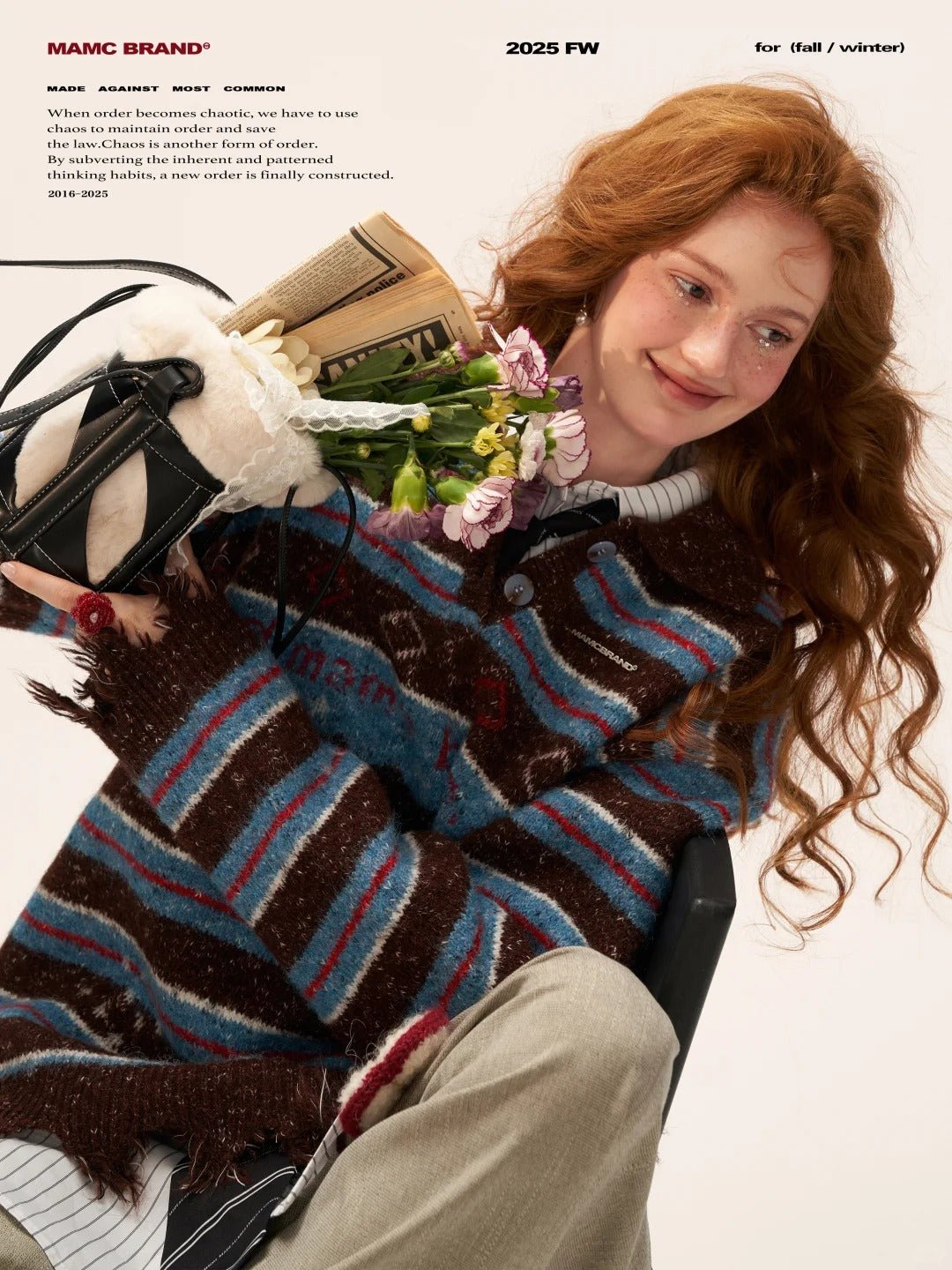 MAMC - Star Stripe Polo Knit Sweater WE768 - BLUE