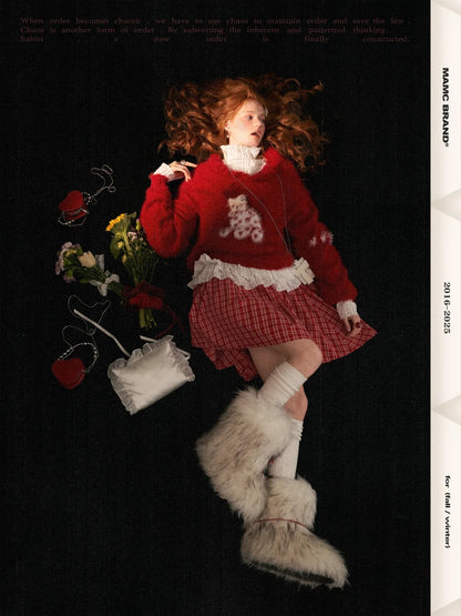MAMC - Red Heart Pony Doll Collar Sweater WE766