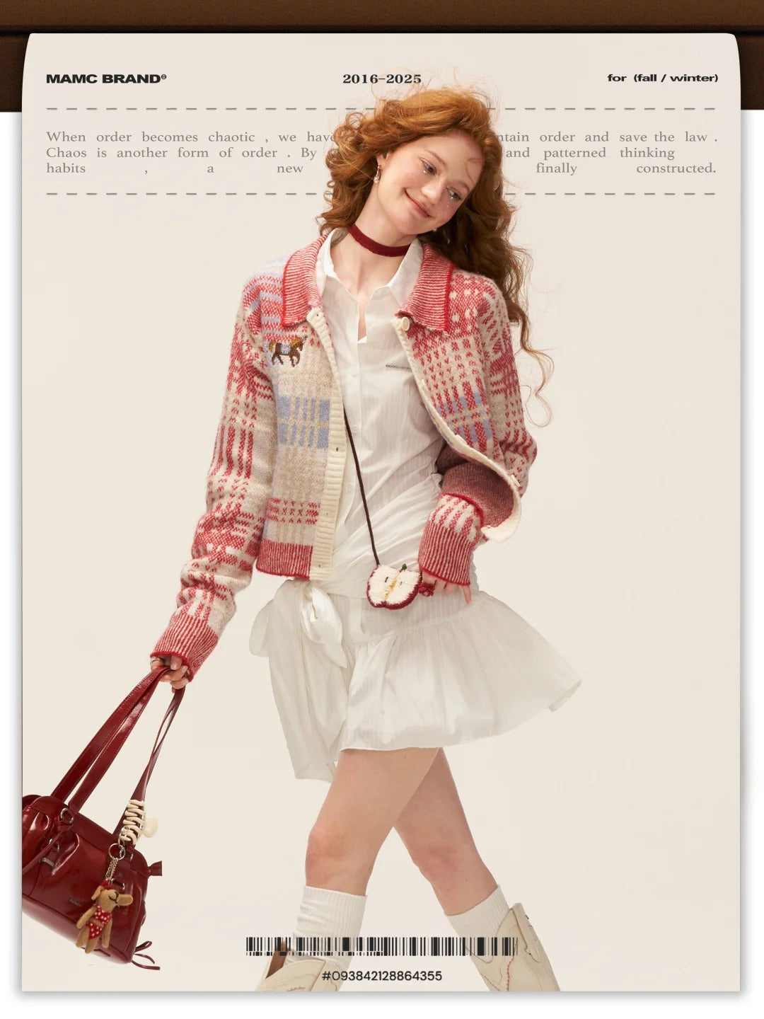 MAMC - Red Plaid Merino Wool Knit Cardigan WE831