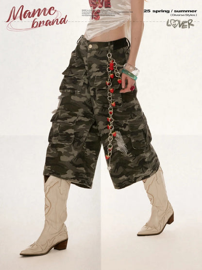 MAMC - Camo Utility Denim Shorts