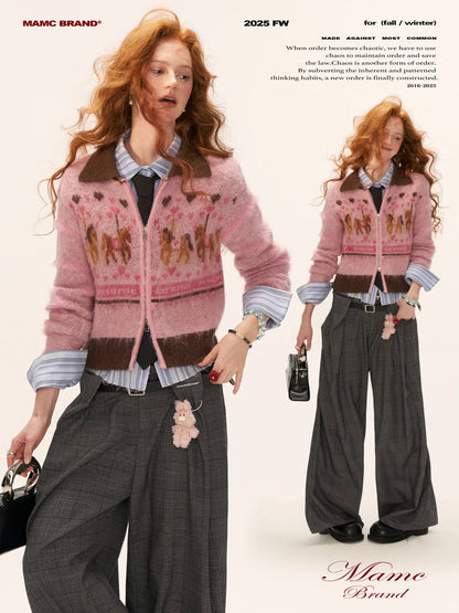 MAMC - Pink Carousel Pony Zip-Up Cardigan WE843