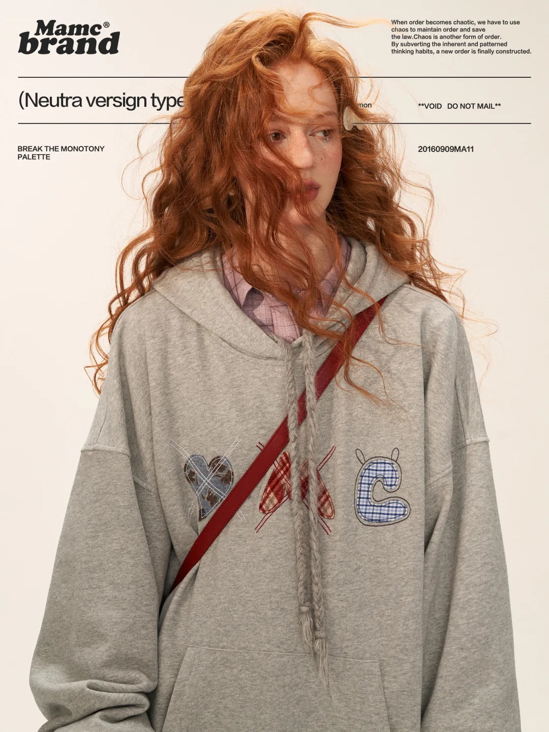 MAMC - Plaid Patch Embroidered Hoodie Dress WE808 - GRAY